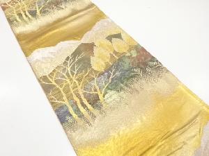 アンティーク　遠山に樹木模様織り出し袋帯（材料）